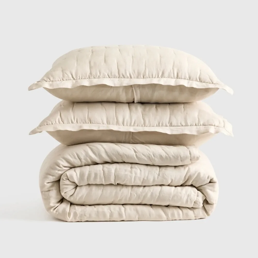 NWT! Quince Linen Sand Dream Quilt & 2 Sham Set ! Sz. King/ Cal King! (161) - Picture 1 of 12